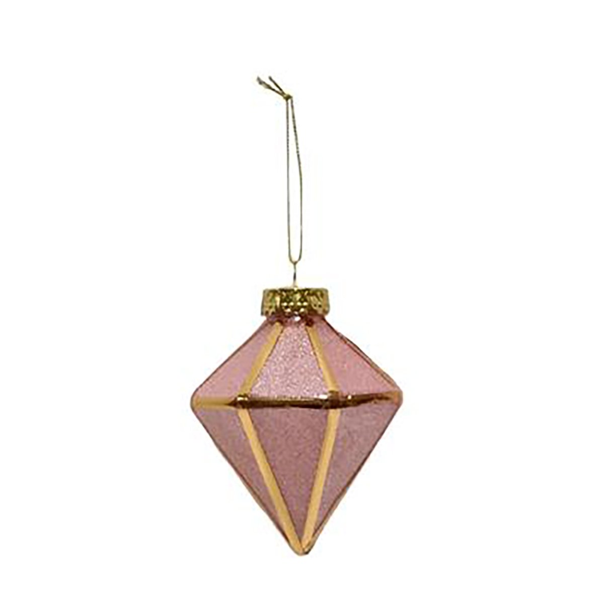 Conjunto de 6 pendurantes DIAMANTE rosa e dourado 10cm,  Conjunto de 6 pendurantes DIAMANTE rosa e dourado 10cm