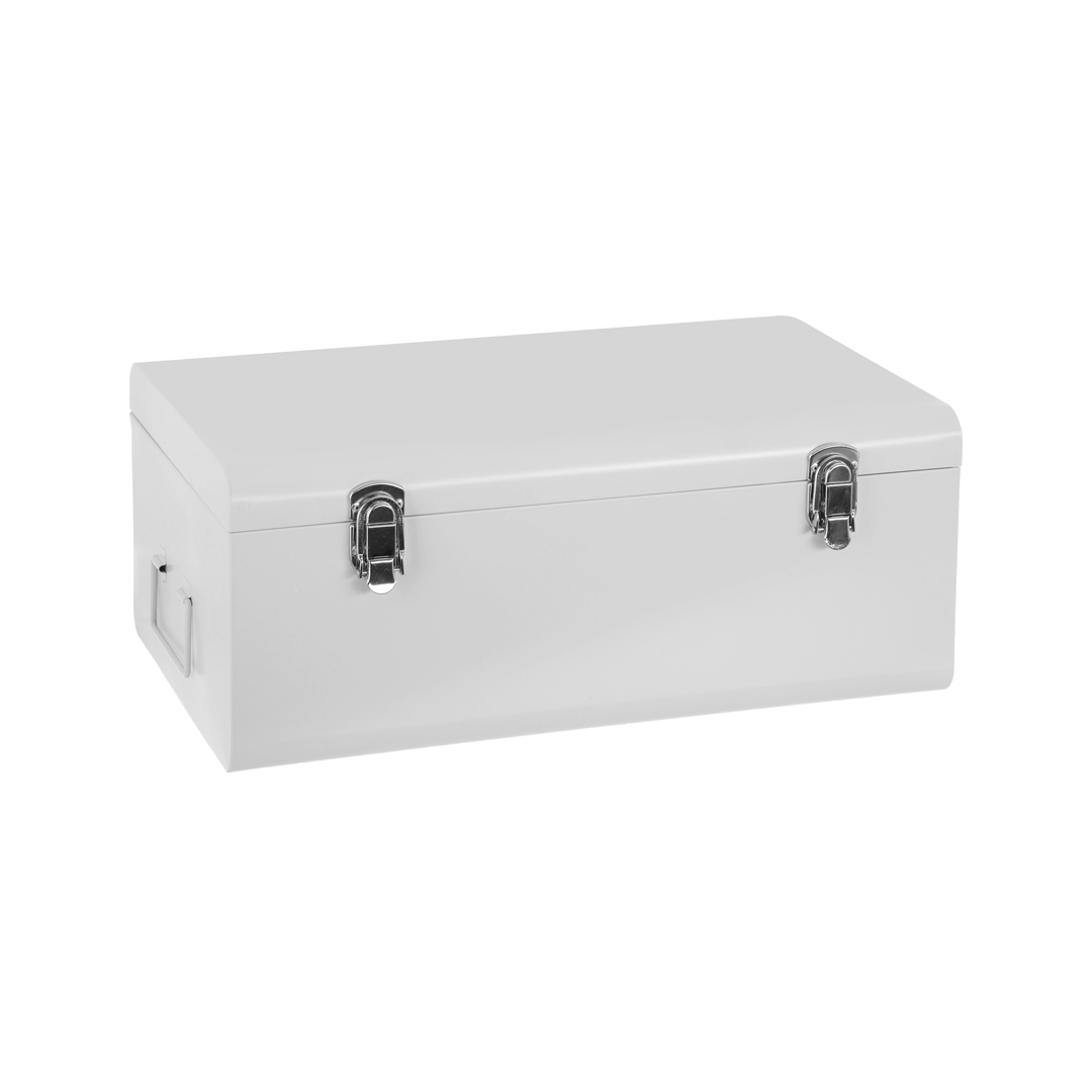 Baú de metal branco 19x28x47cm,  Baú de metal branco 19x28x47cm