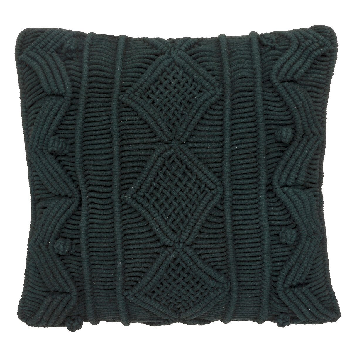 Almofada ALICANTE verde escuro macramé 40x40cm