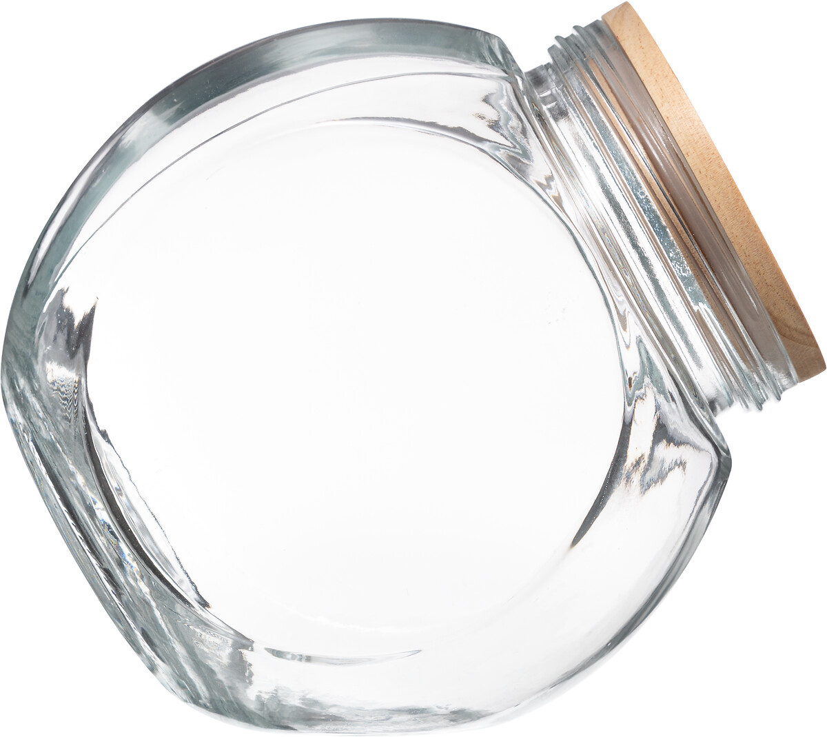 Frasco de vidro com tampa madeira 2l