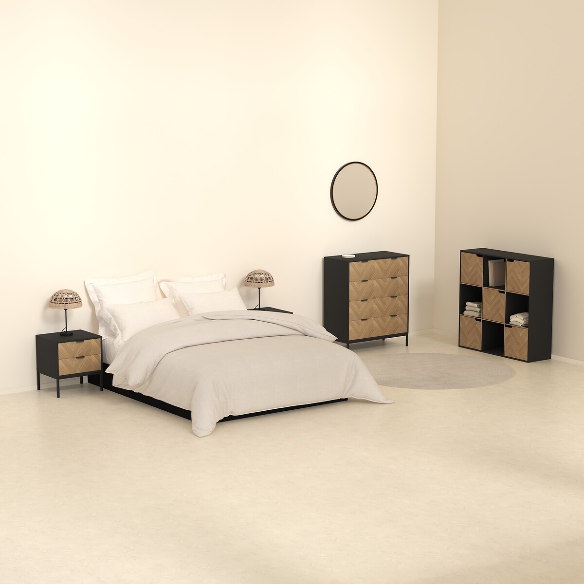 Estante mix CHEVRONS preto com 9 módulos