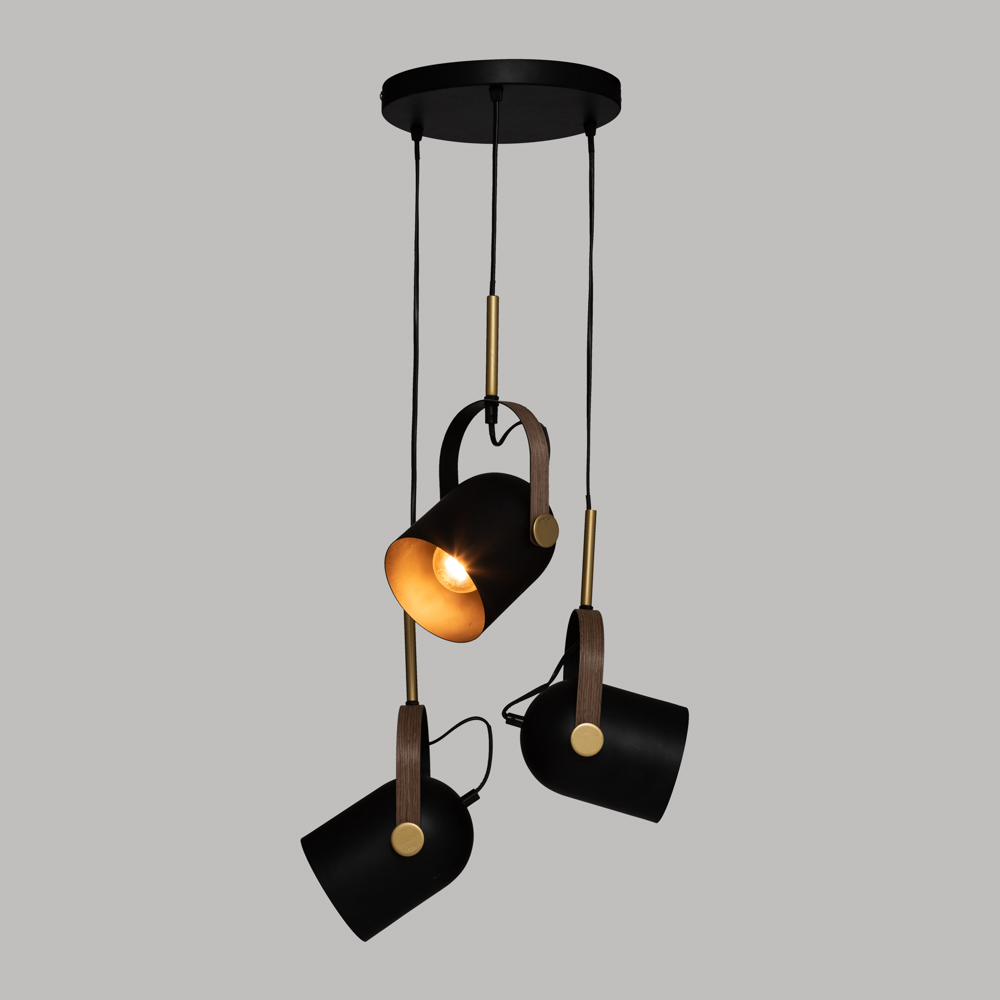 Candeeiro de teto BIL preto e dourado 83cm