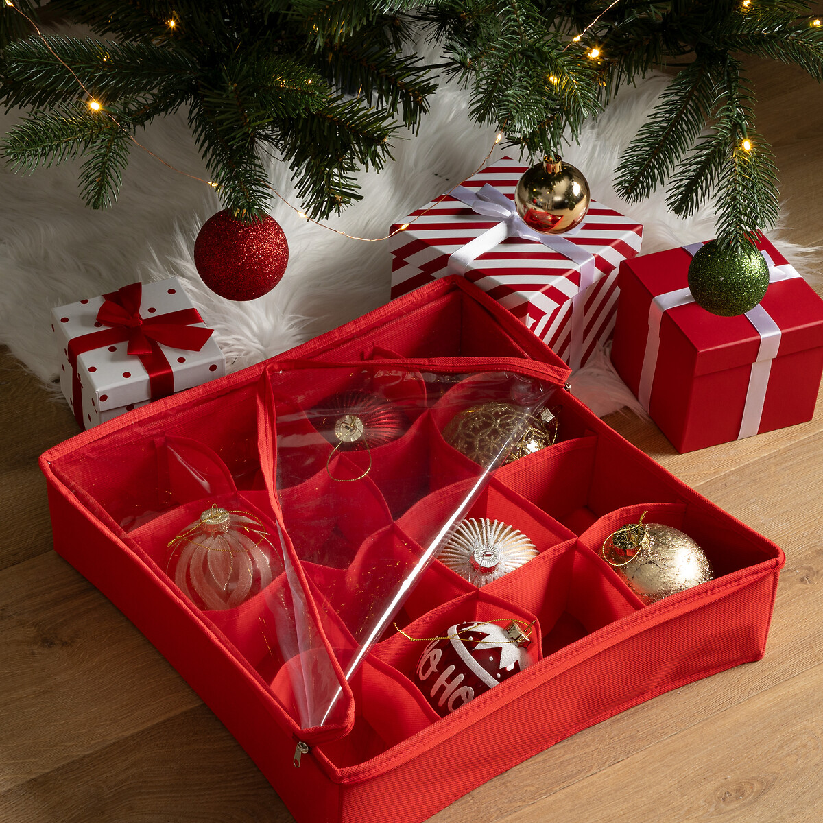 Caixa de arruma&ccedil;&atilde;o de natal para 16 bolas