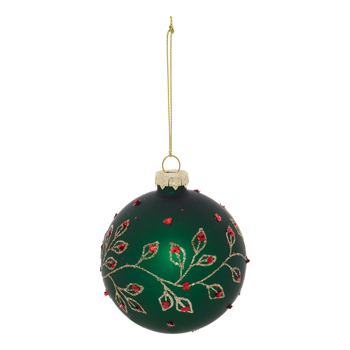 Bola de natal ramos verde 8cm