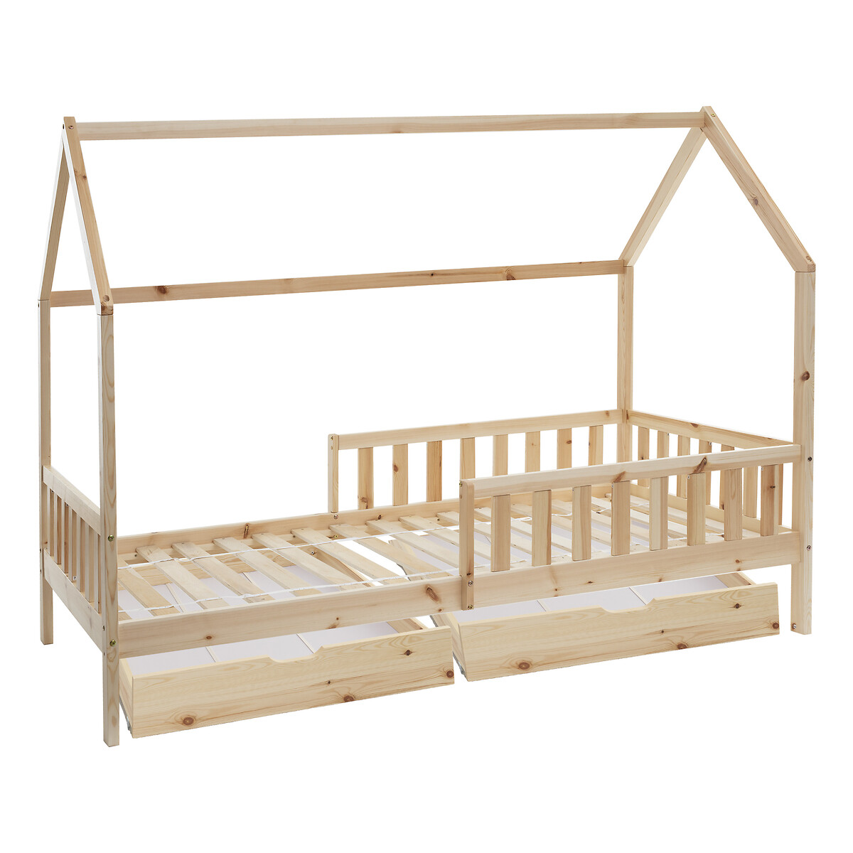 Cama MONTESSORI natural com 2 gavetas,  Cama MONTESSORI natural com 2 gavetas