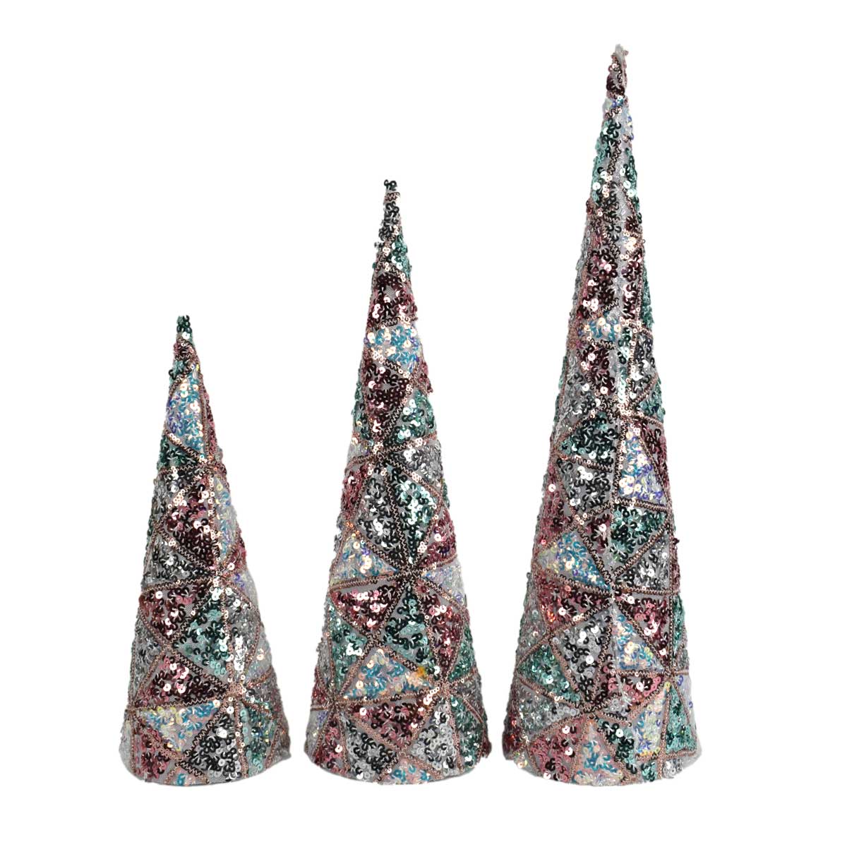 Cone decorativo com purpurinas multicolor 47cm