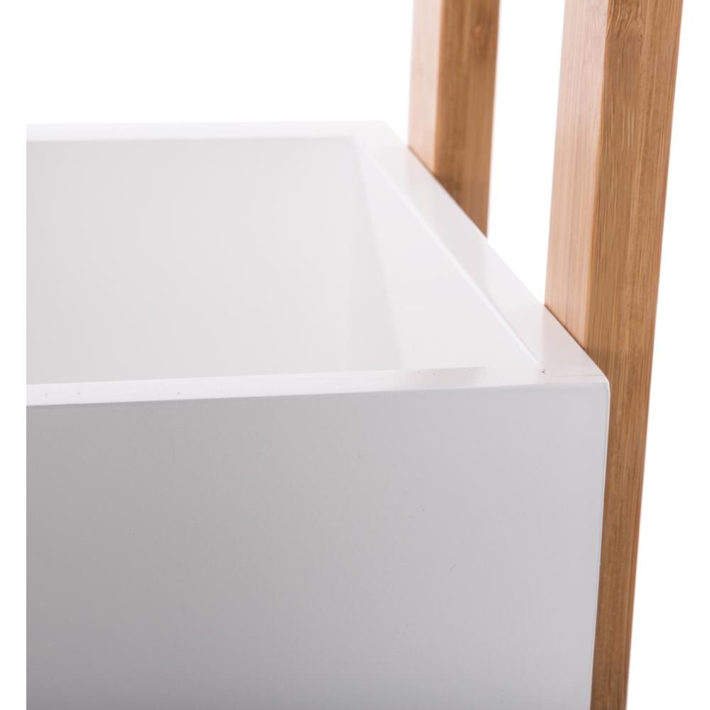 M&oacute;vel de apoio branco em bambu com 3 prateleiras