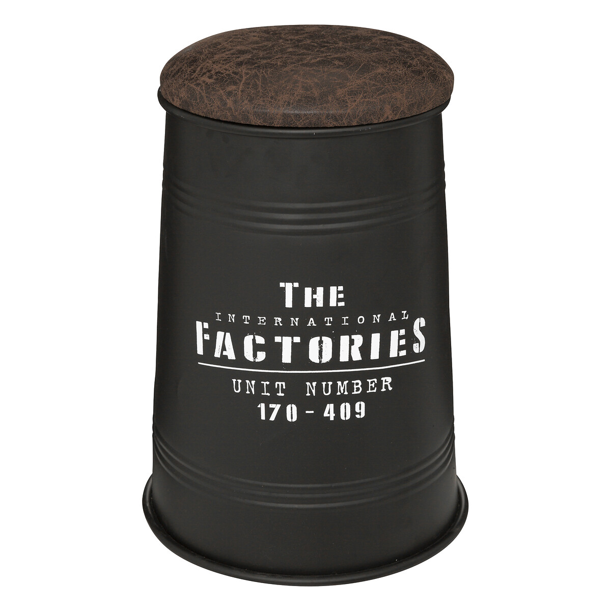 Pufe FACTORY preto em metal