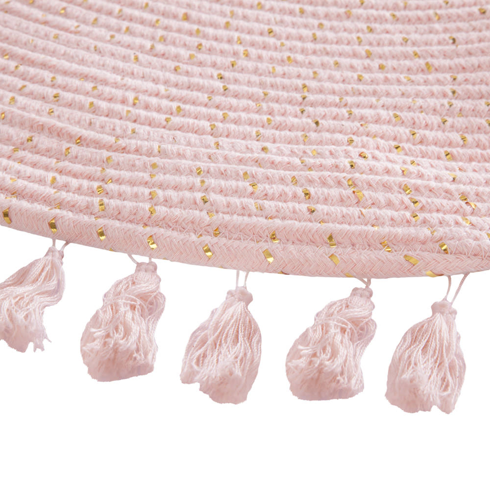 Tapete rosa lurex com franjas 90cm