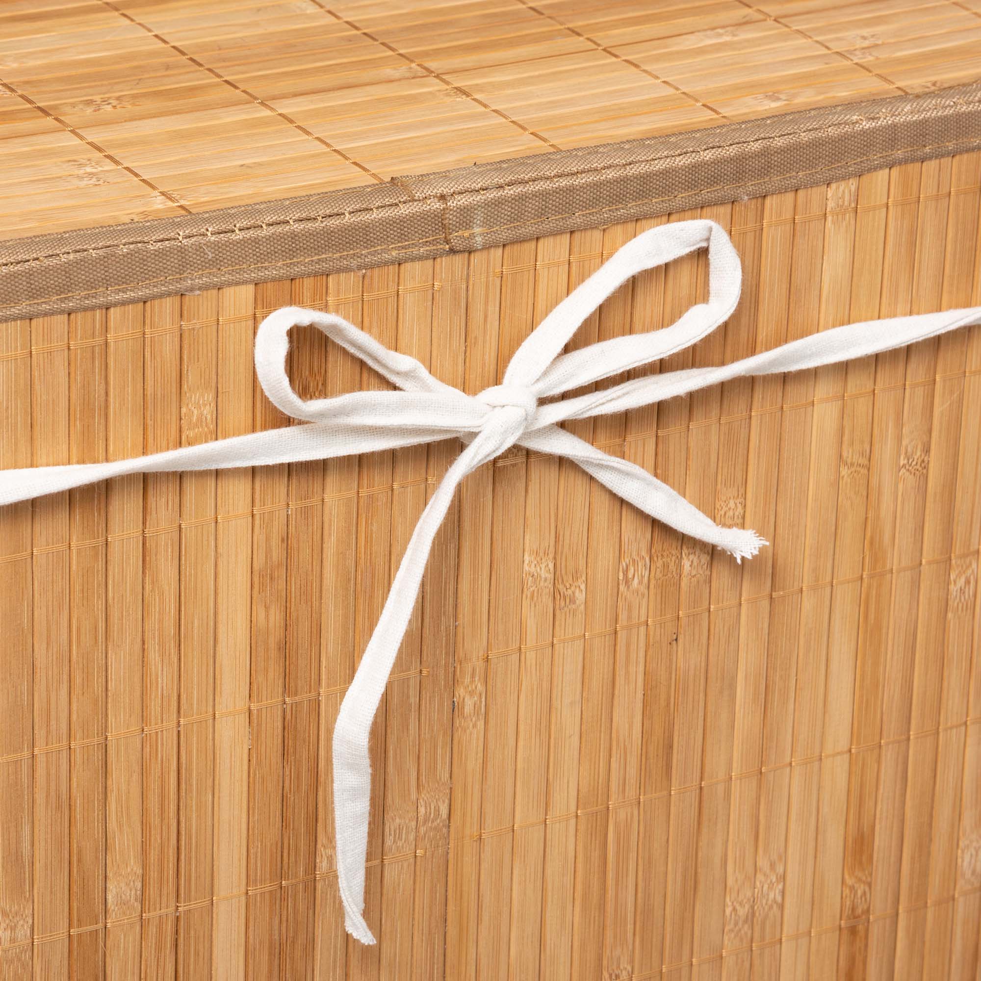 Cesto de roupa wc em bambu com tecido,  Cesto de roupa wc em bambu com tecido