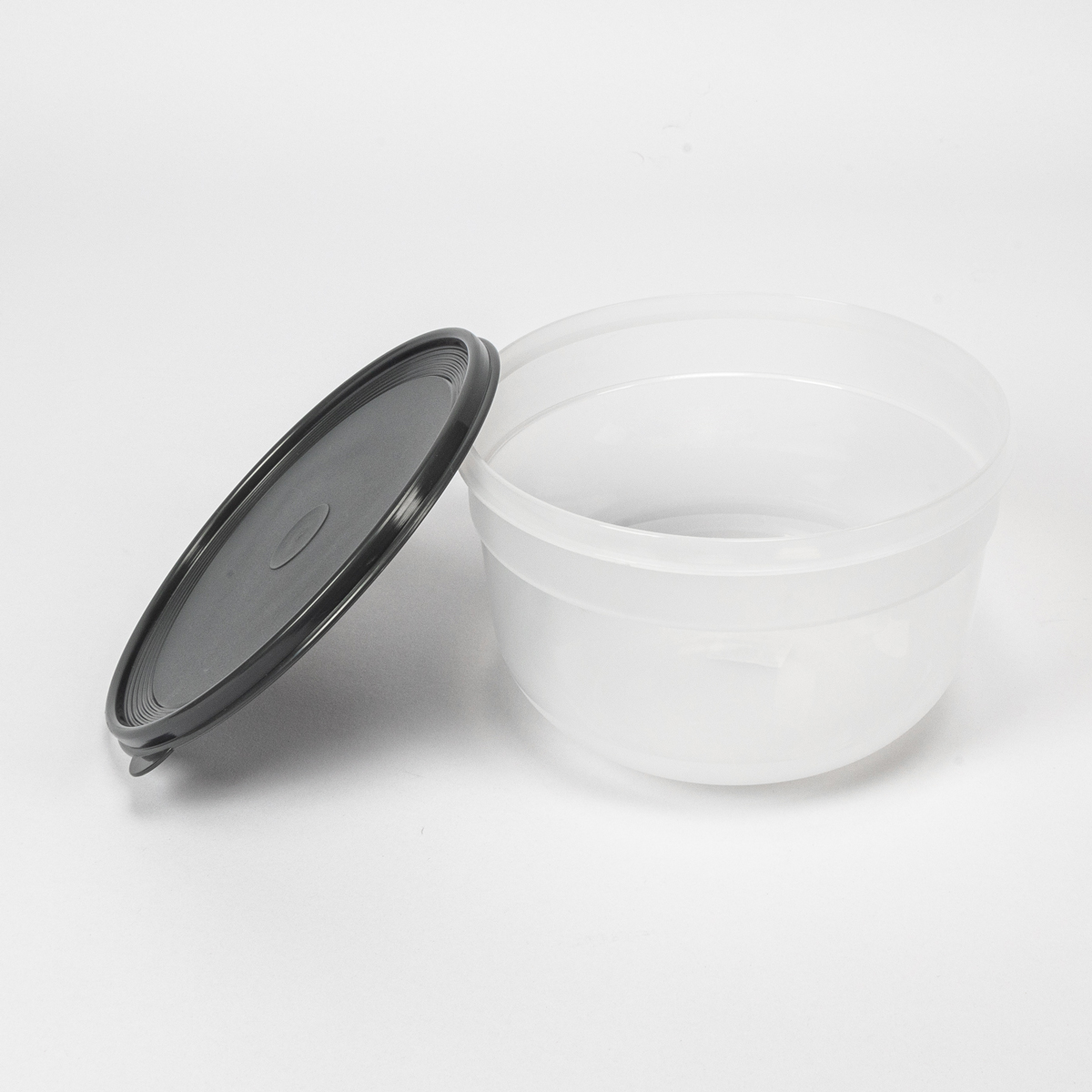 Caixa redonda com tampa cinza 4l