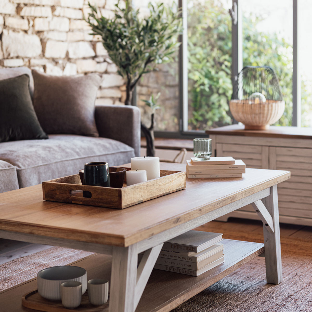 Mesa de centro OLBIA em madeira acácia