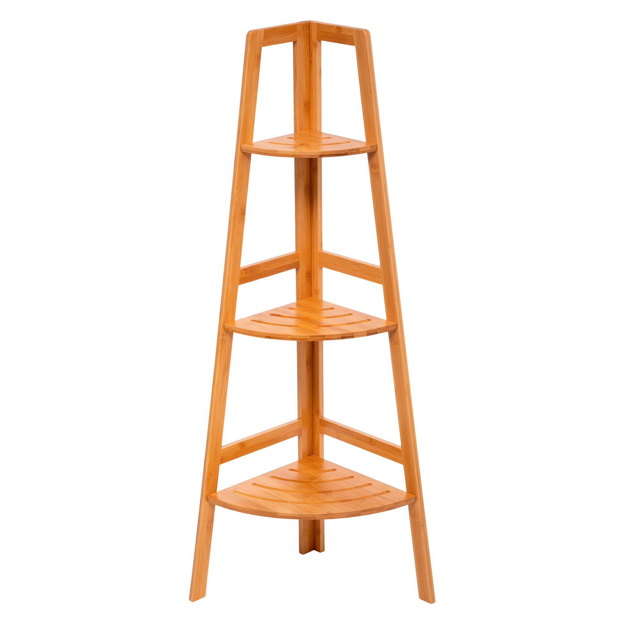 Estante de canto SICELA castanho em bambu com 3 n&iacute;veis