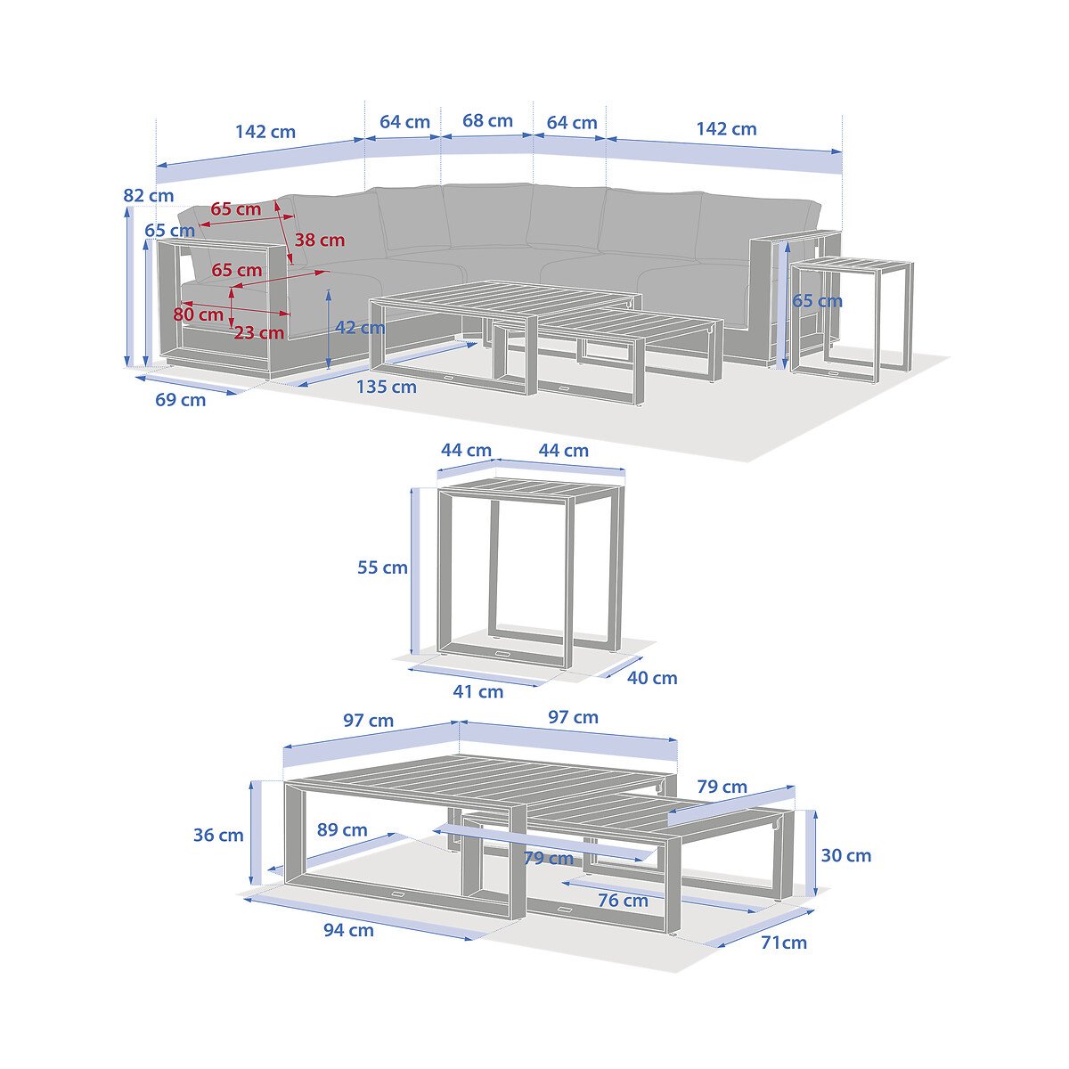 Conjunto de angulo ALLURE avoine lin 5 lugares