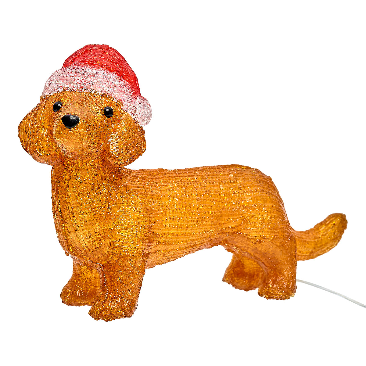C&atilde;o luminoso com gorro natalicio 25 leds