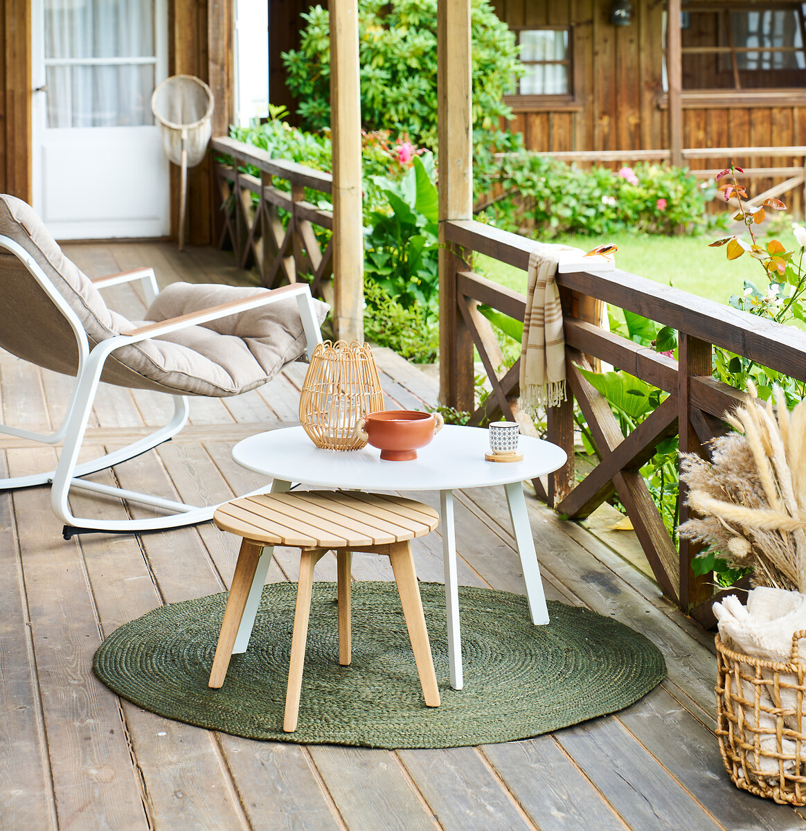 Mesa de apoio OLVINIA em madeira ac&aacute;cia 46cm