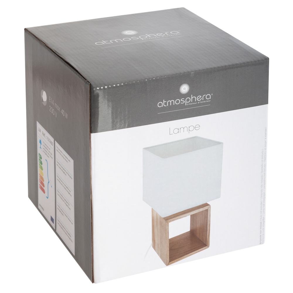 Candeeiro Em Madeira Branco Quadrado 