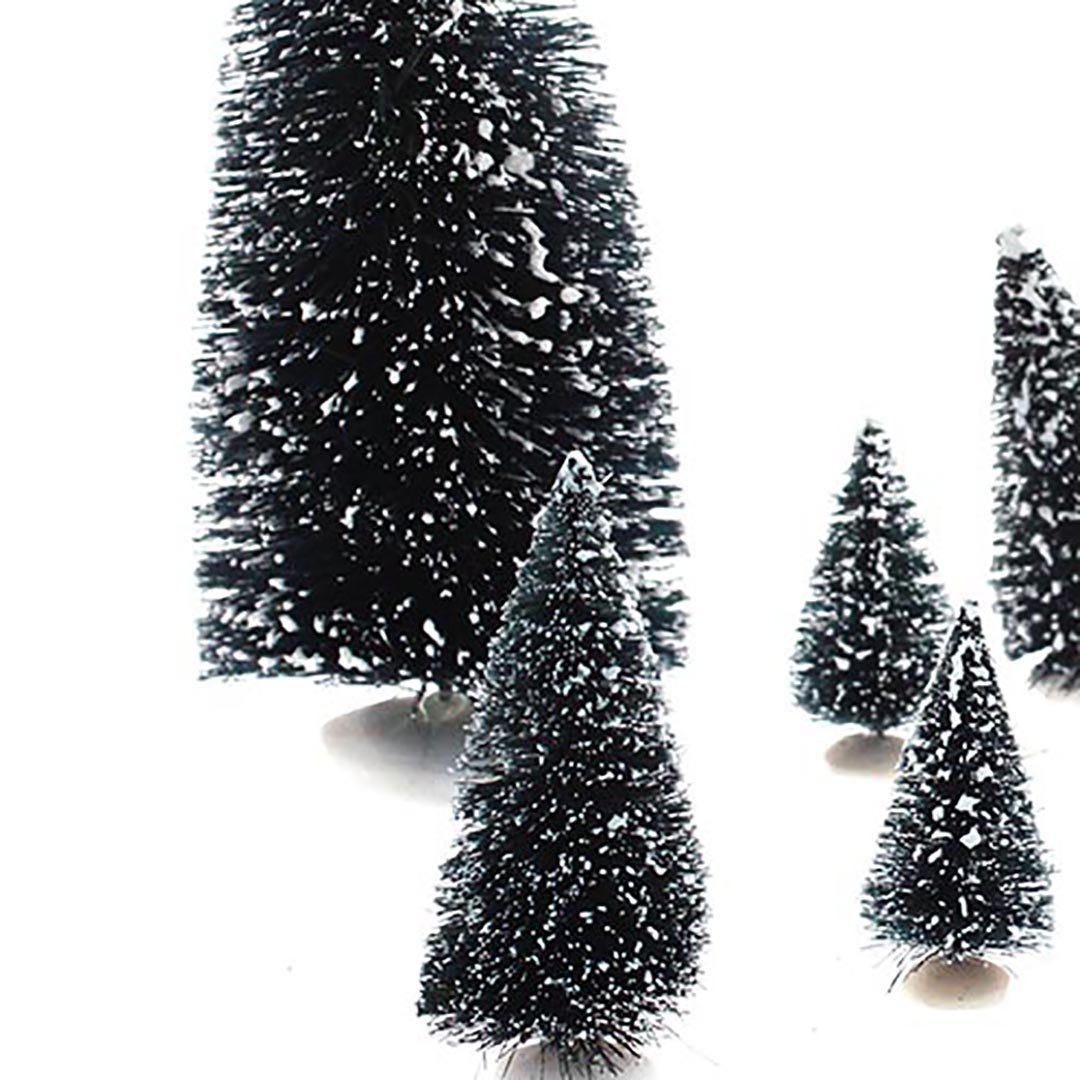 Conjunto de 10 árvores decorativas efeito neve