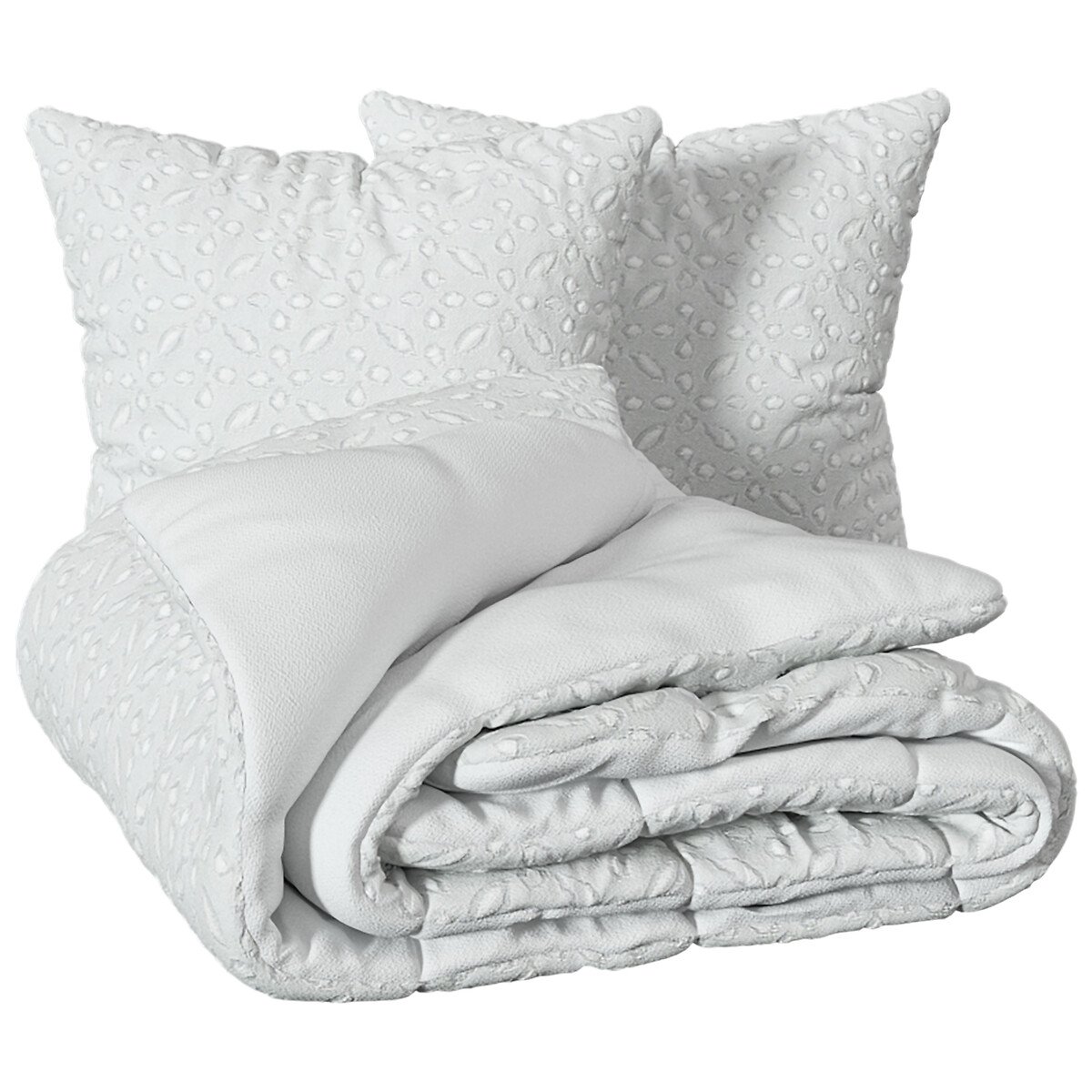 Capa de edred&atilde;o e 2 capas de almofada branco SWAN 220x240cm