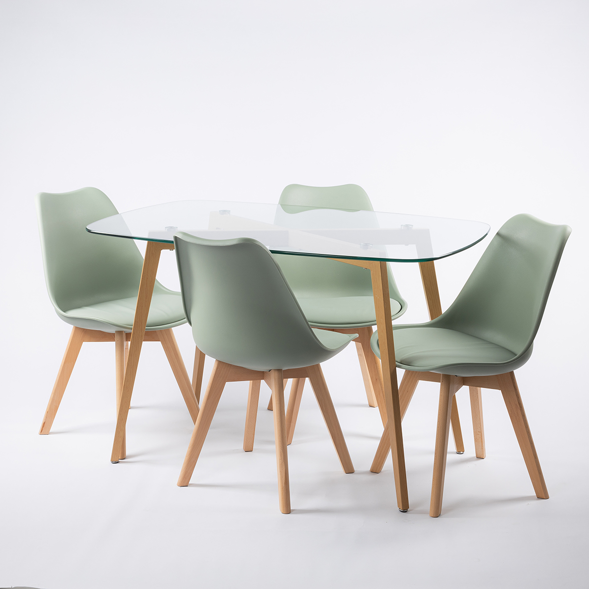 Mesa de cozinha GALLY com tampo de vidro