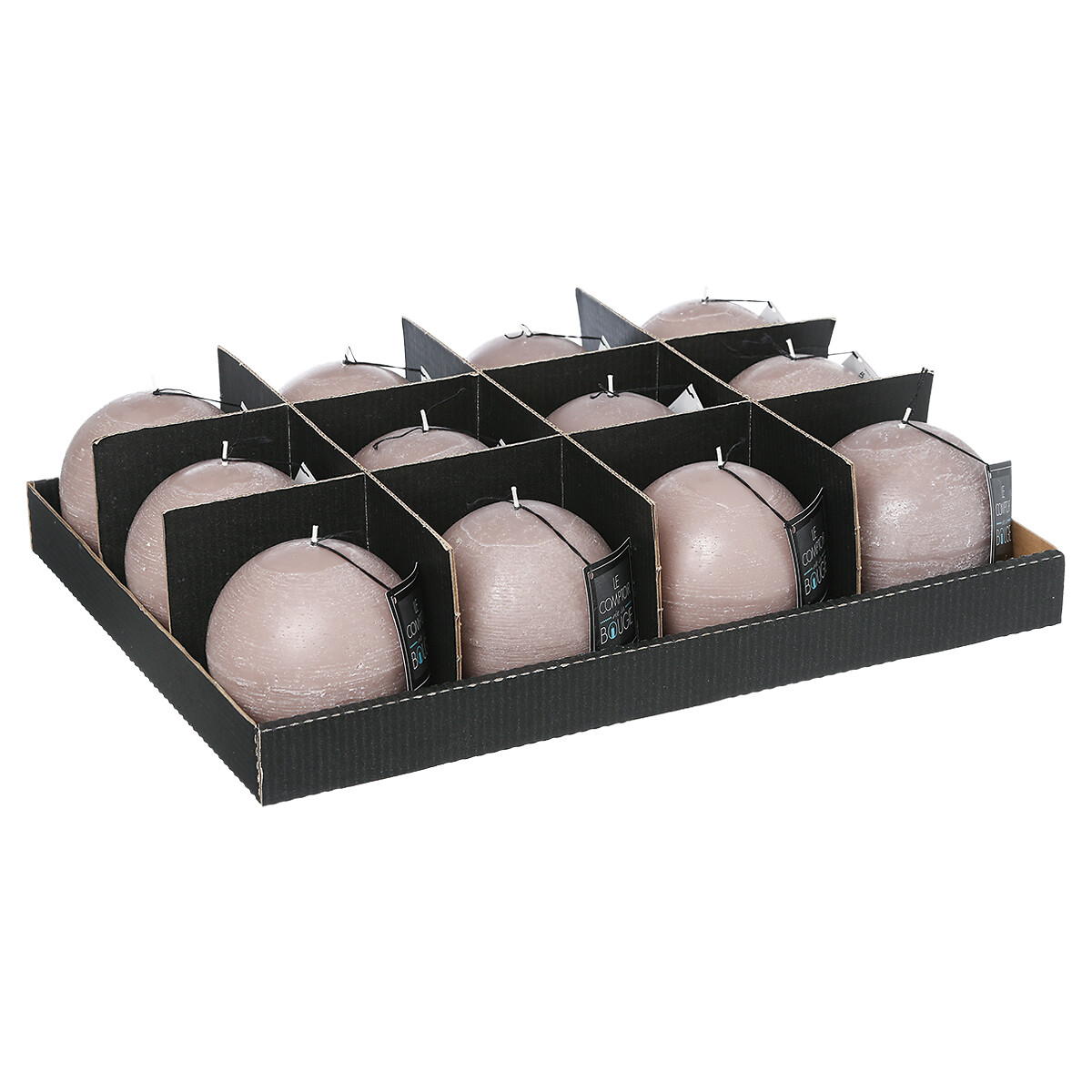 Vela bola rústica taupe 10cm