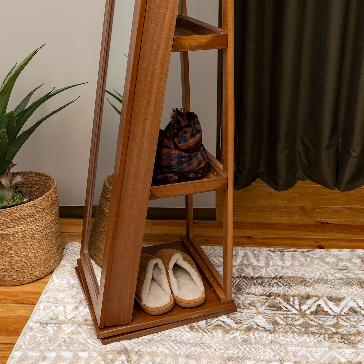 Espelho de ch&atilde;o VIVIA com m&oacute;vel de bijuteria castanho