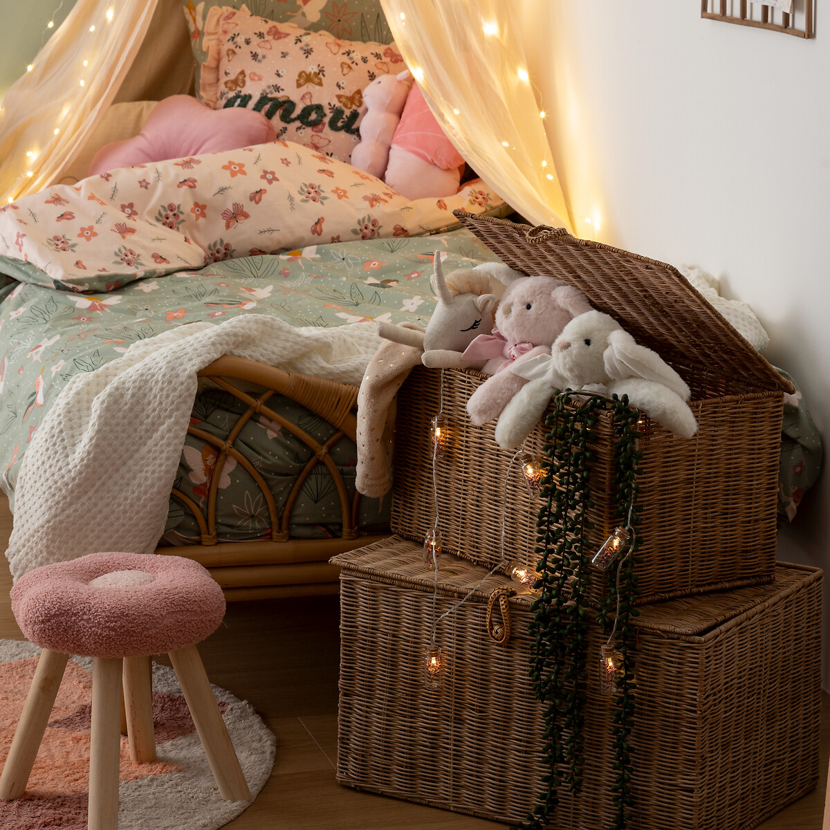 Grinalda de LED com 10 frascos com flores