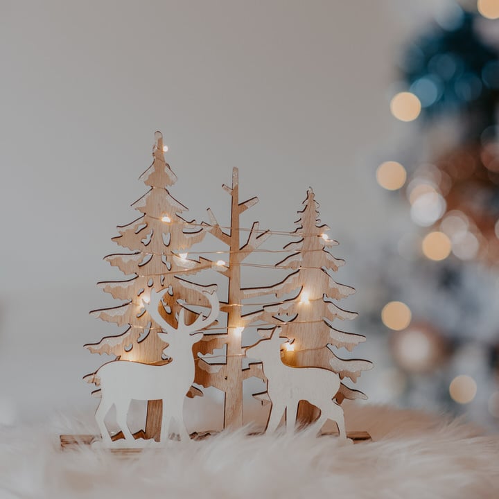 Cen&aacute;rio natal&iacute;cio em madeira com led