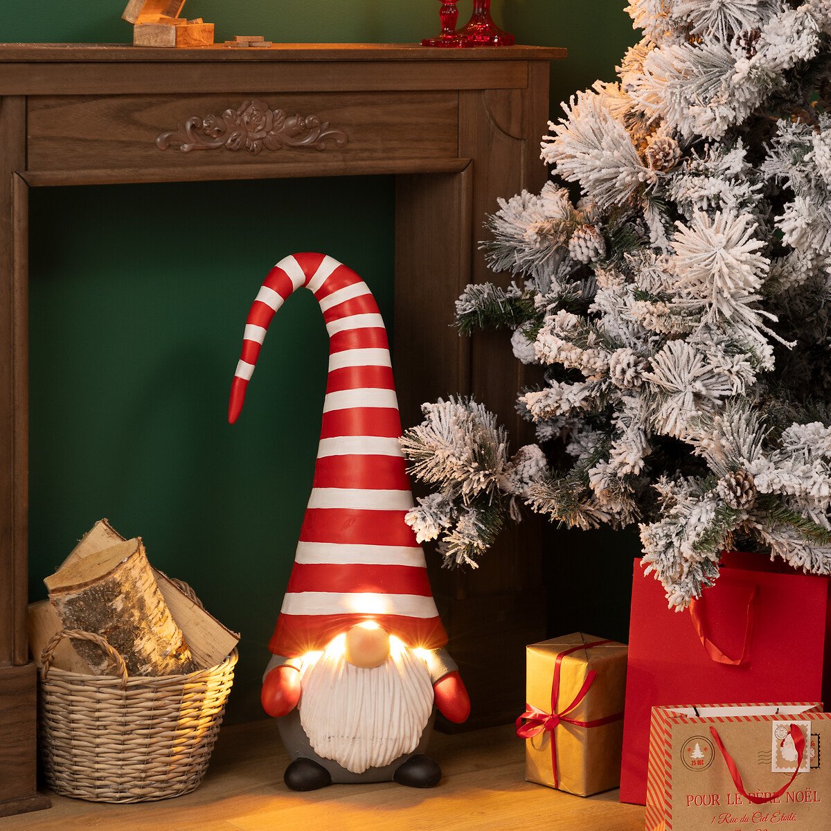 Figura de gnomo com LED 73cm,  Figura de gnomo com LED 73cm