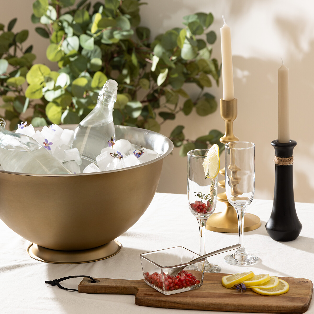 Balde de gelo dourado em inox 40cm