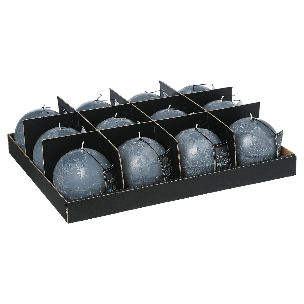 Vela bola r&uacute;stica cinza escuro 10cm