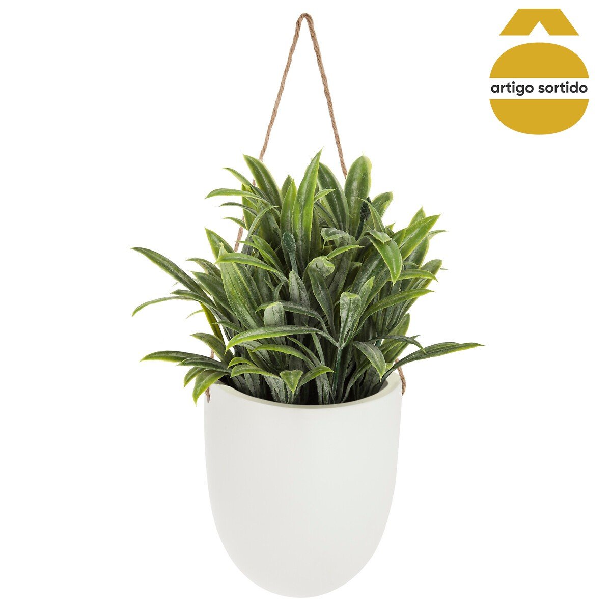 Vaso de cer&acirc;mica suspenso com planta