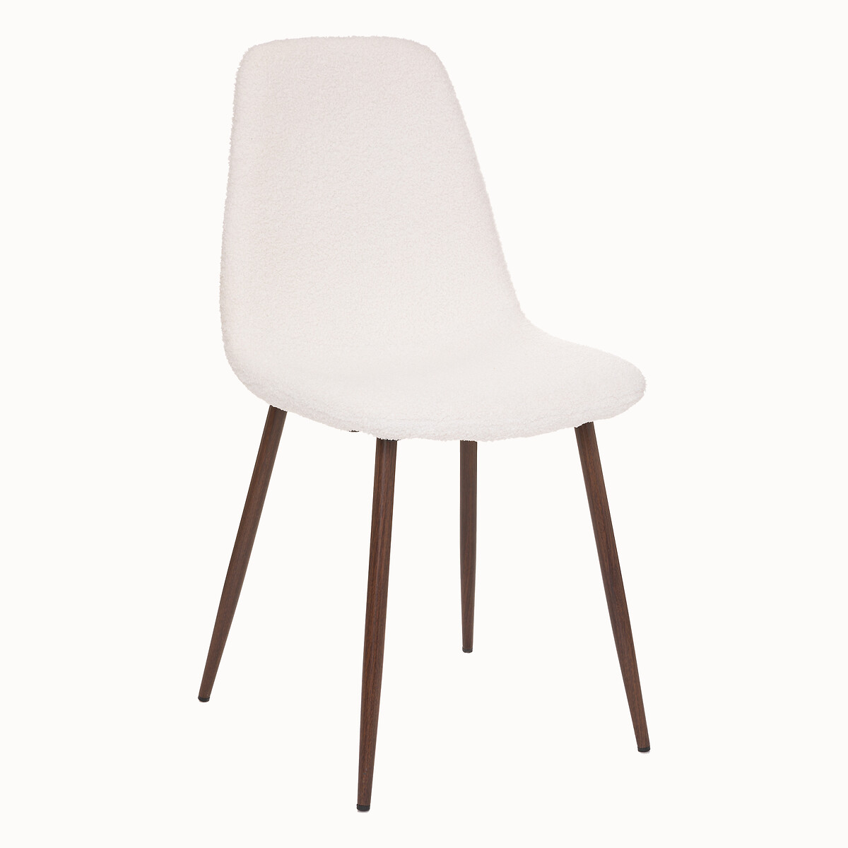 Cadeira ROKA em pelo branco com pernas castanhas