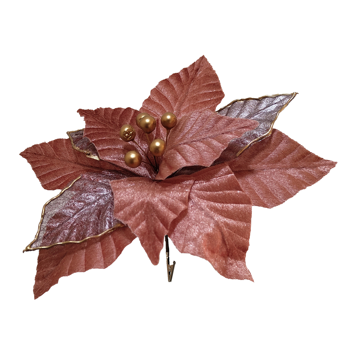 Flor poinsétia veludo rosa com mola 35cm,  Flor poinsétia veludo rosa com mola 35cm
