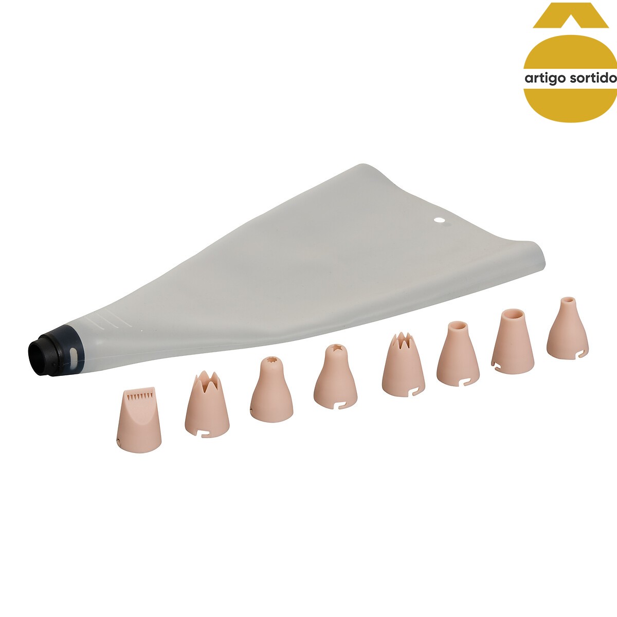Saco pasteleiro com 8 bicos em silicone