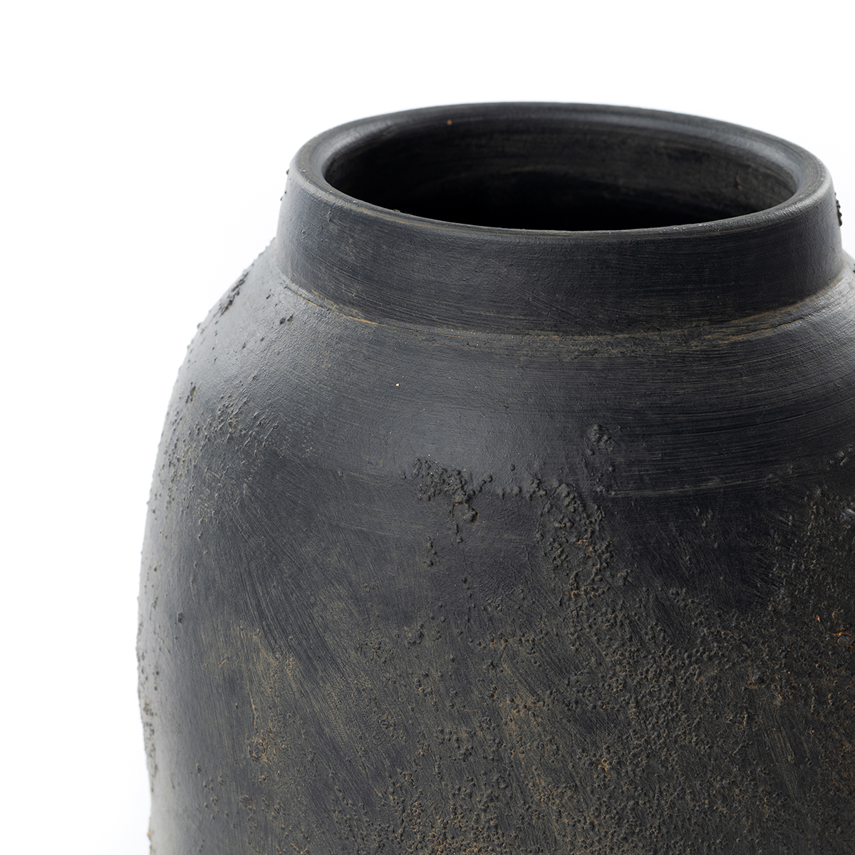 Jarra Preta Areia Em Cer&acirc;mica 22cm