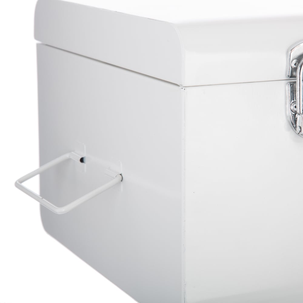 Baú de metal branco 16x23x39cm