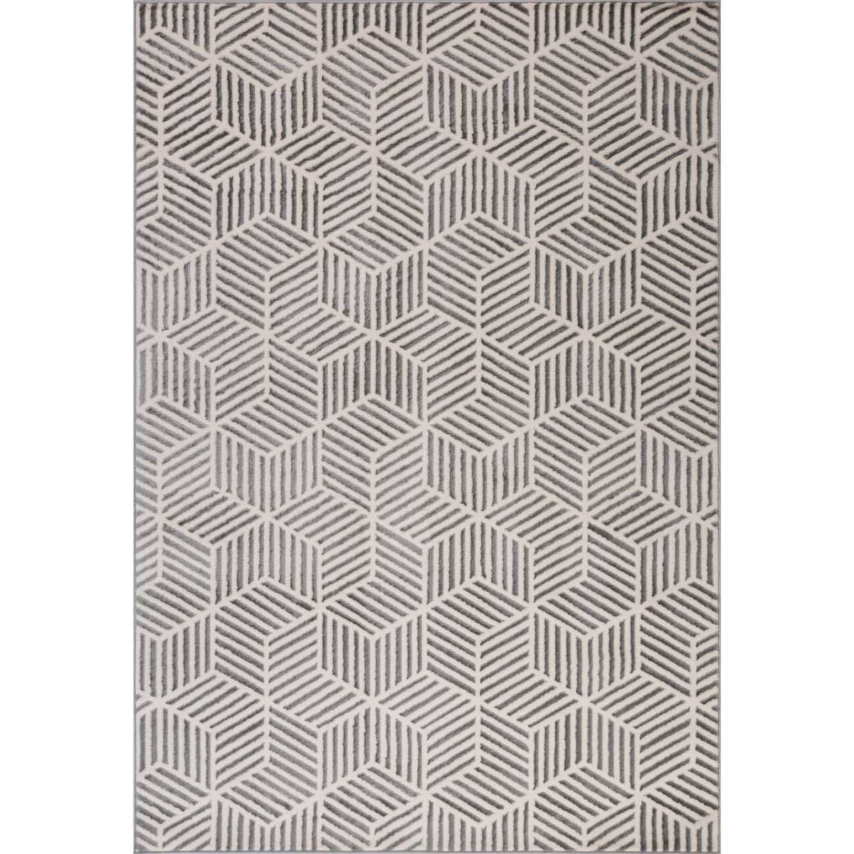 Tapete ZAHA geométrico cinza 160x235cm,  Tapete ZAHA geométrico cinza 160x235cm