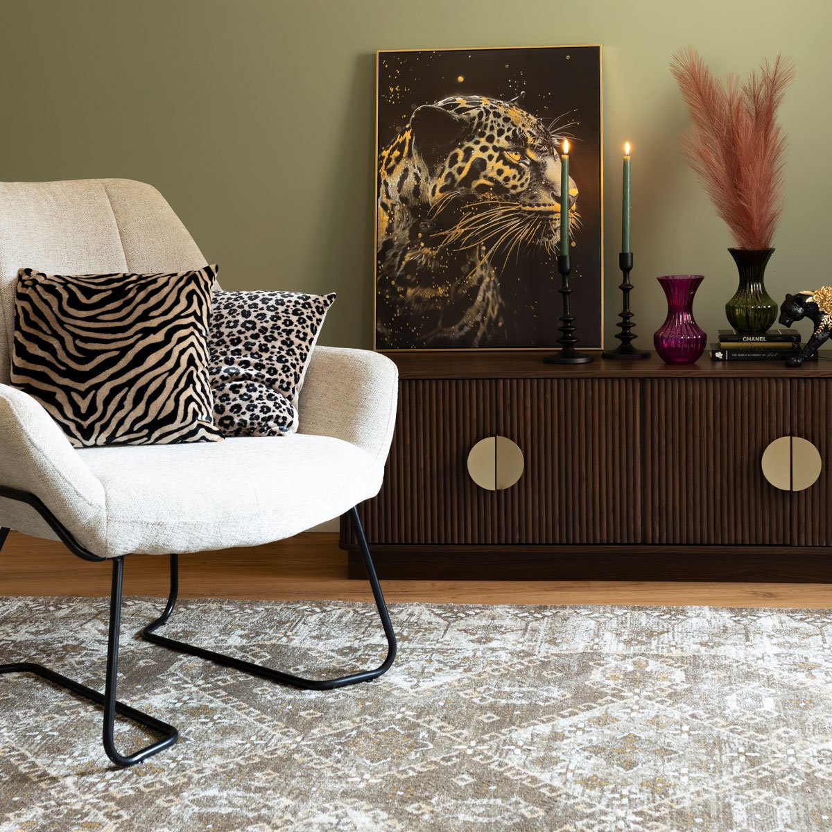 Quadro decorativo leopardo LUPITA preto 78x58cm