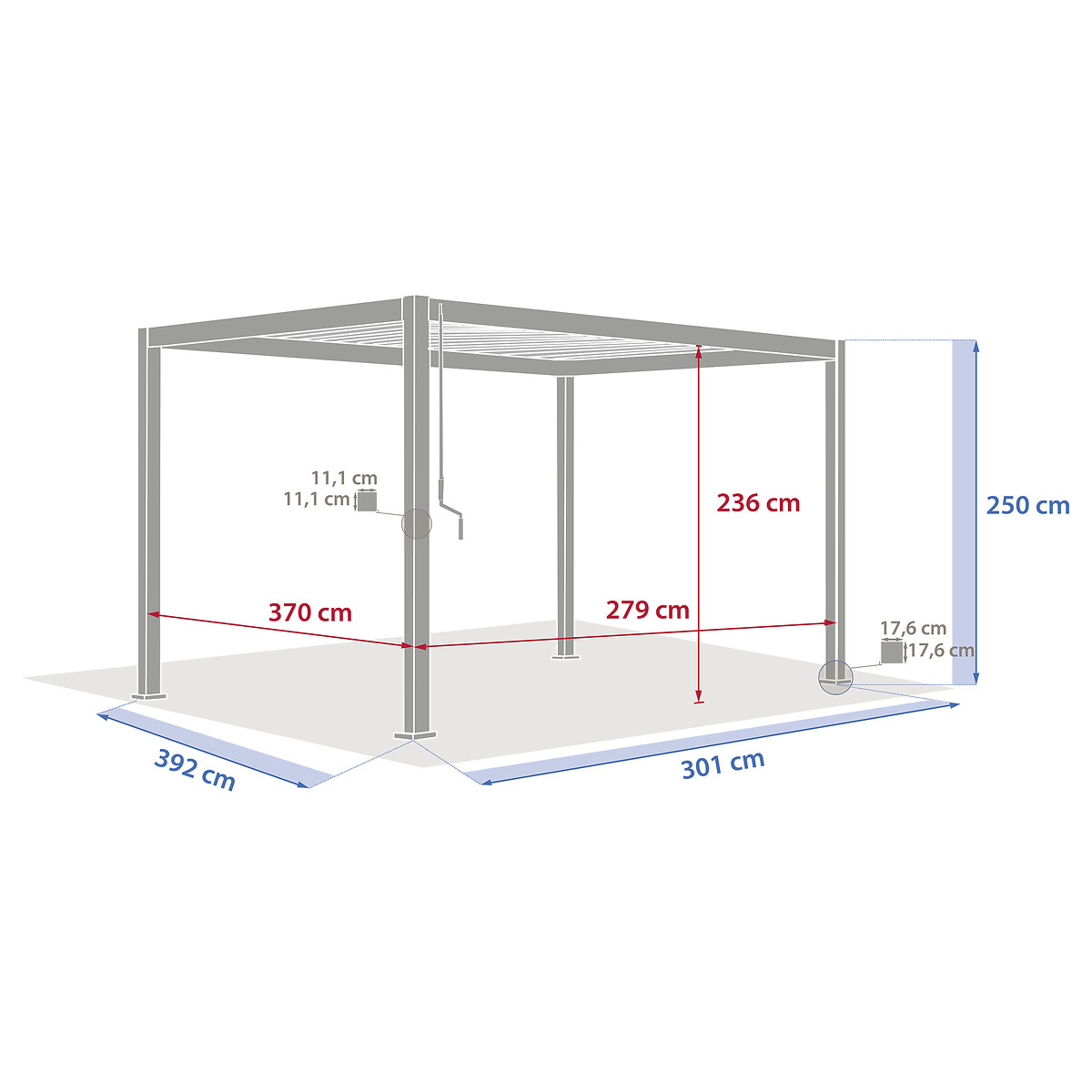 P&eacute;rgola &Eacute;VORA cinza graphite 4x3m