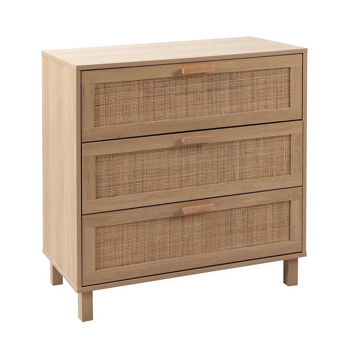 C&oacute;moda FAIR em rattan com 3 gavetas