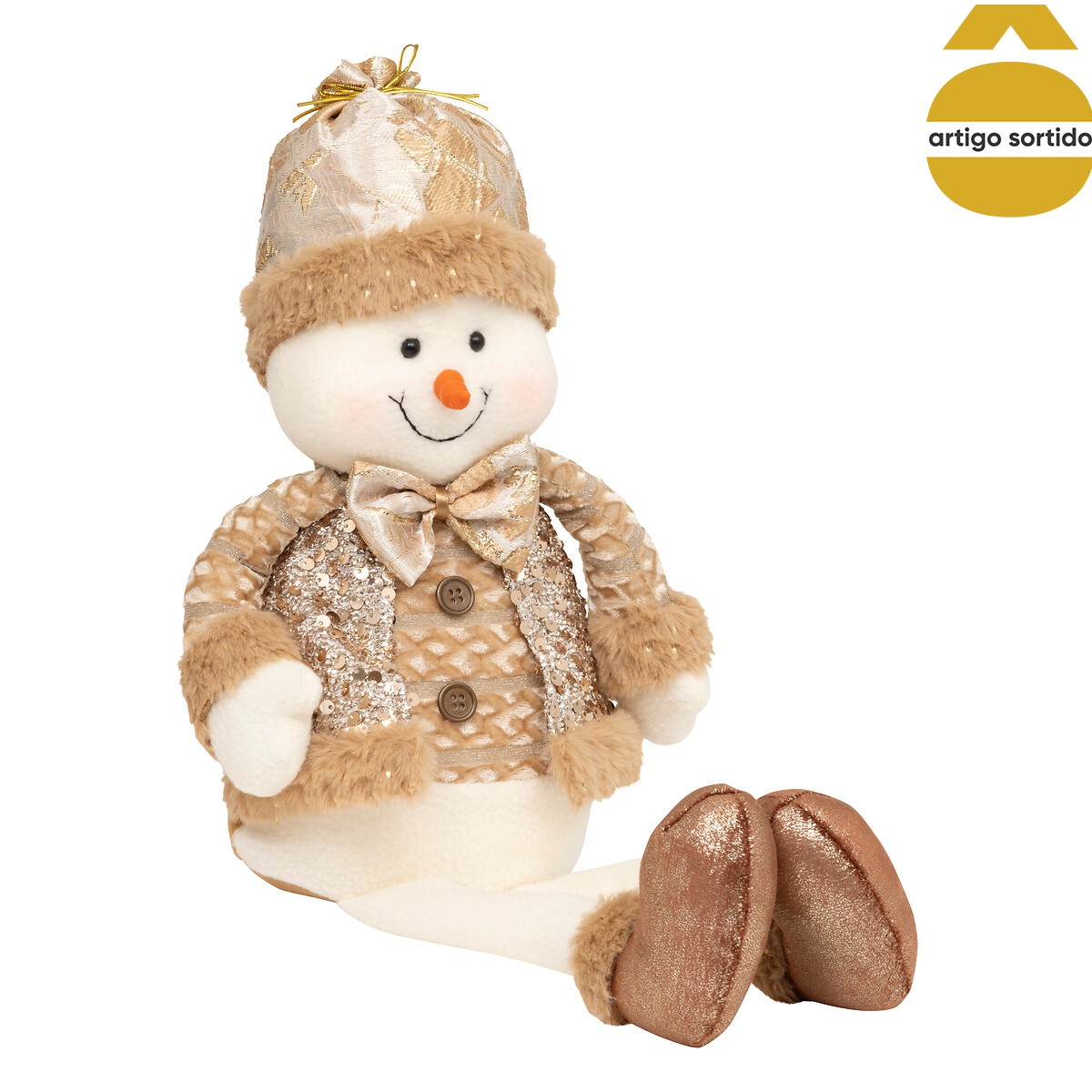 Figura de natal com gorro de lantejolas 32cm