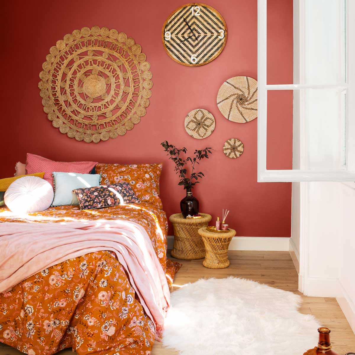 Banco castanho em bambu 38cm