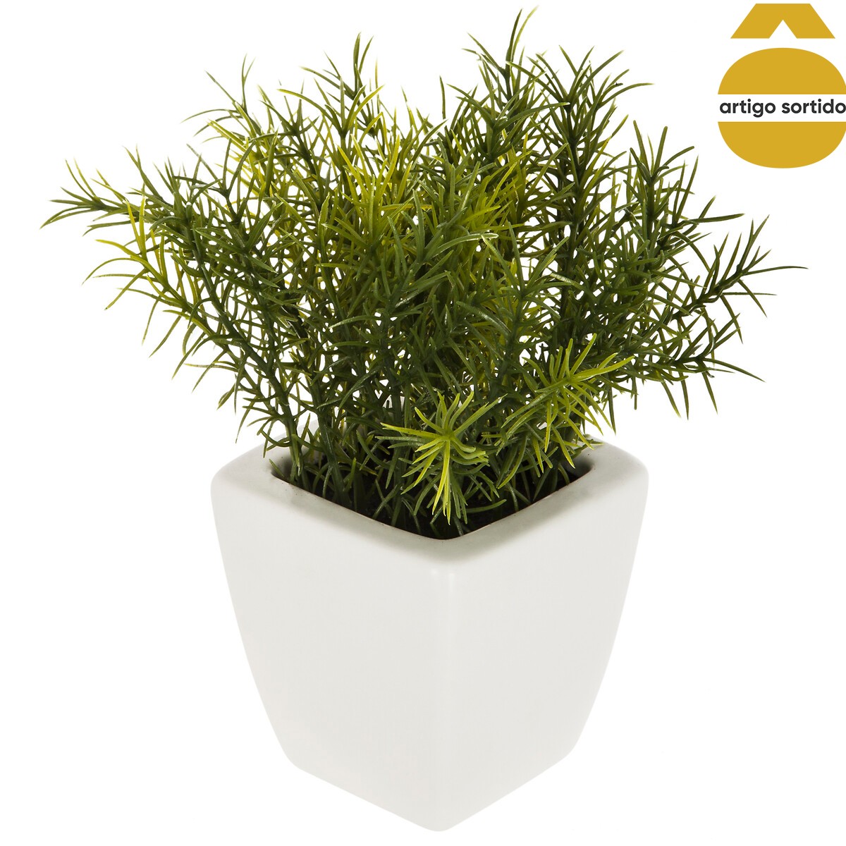 Vasinho de cerâmica com planta artificial verde