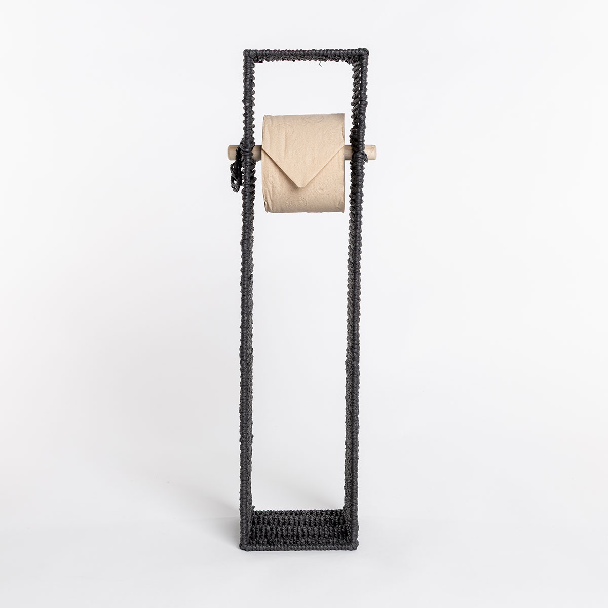 Porta rolos wc preto em corda