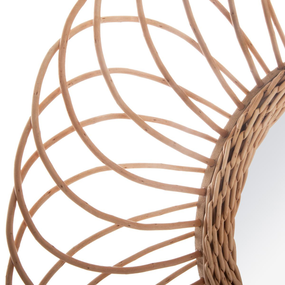 Espelho decorativo ROSÁCEA em rattan bege,  Espelho decorativo ROSÁCEA em rattan bege