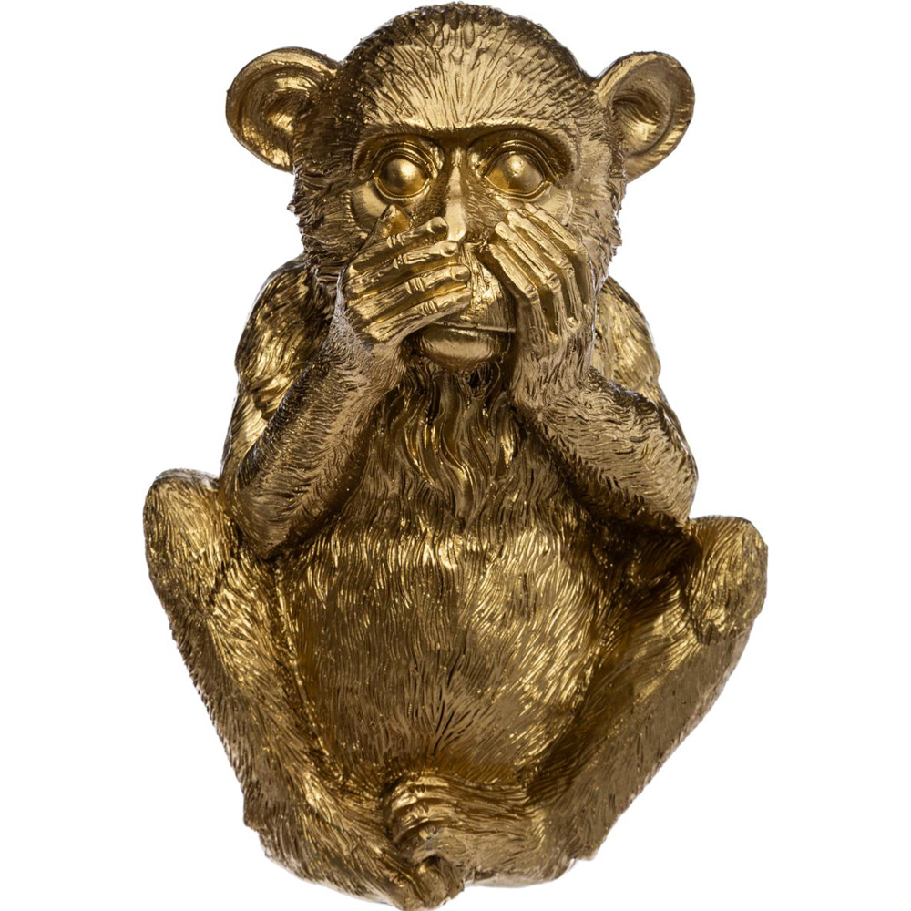 Estatueta macaco sábio mudo dourada