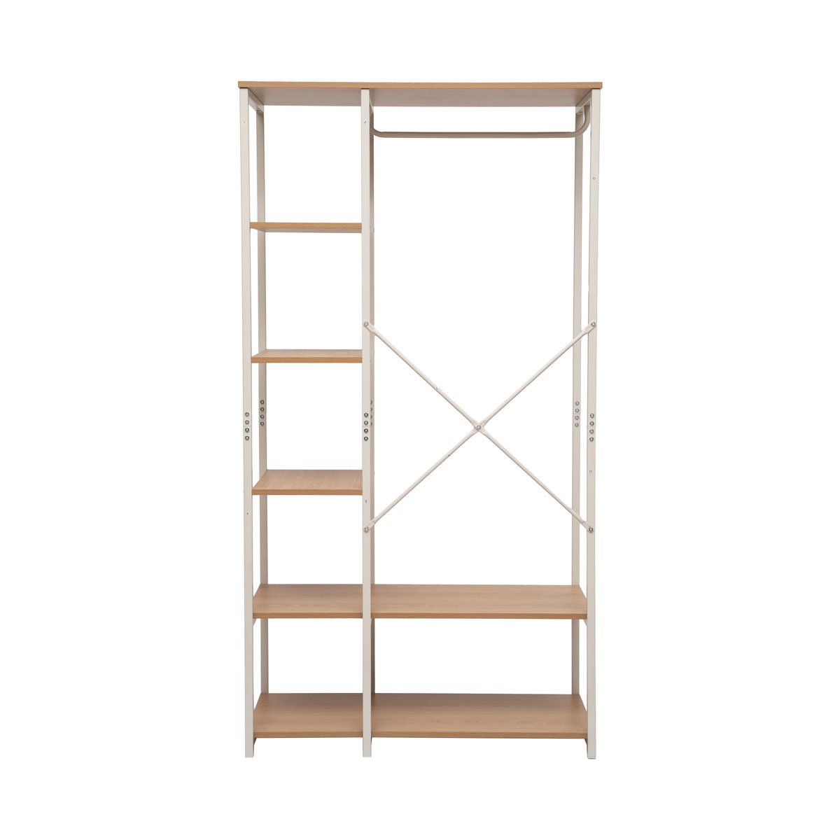 Roupeiro de metal bege com prateleiras 170cm