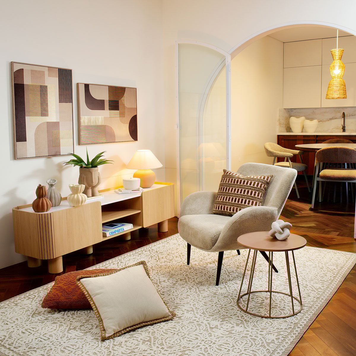 Poltrona BIRKA tecido cinza