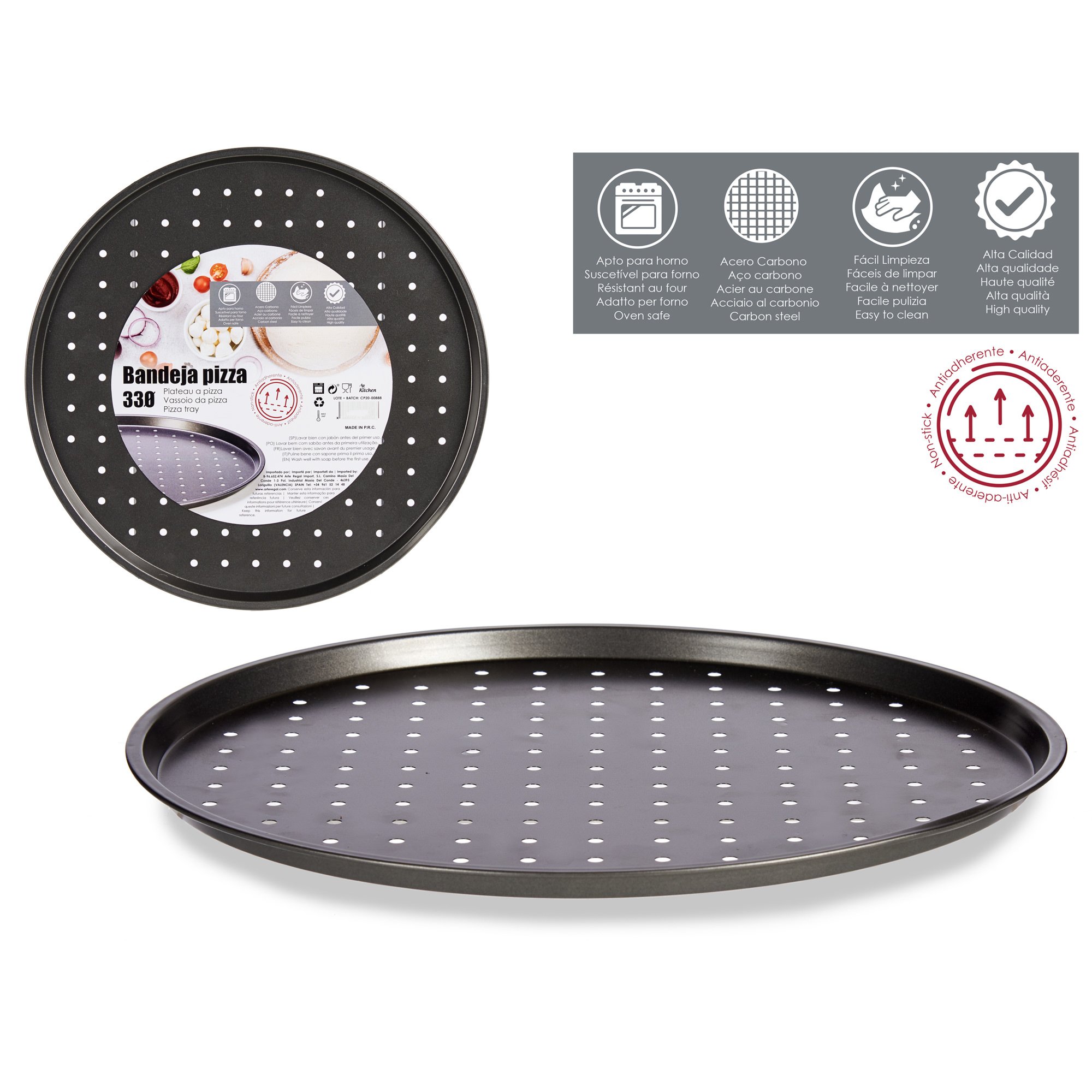 Forma para pizza preta 32cm